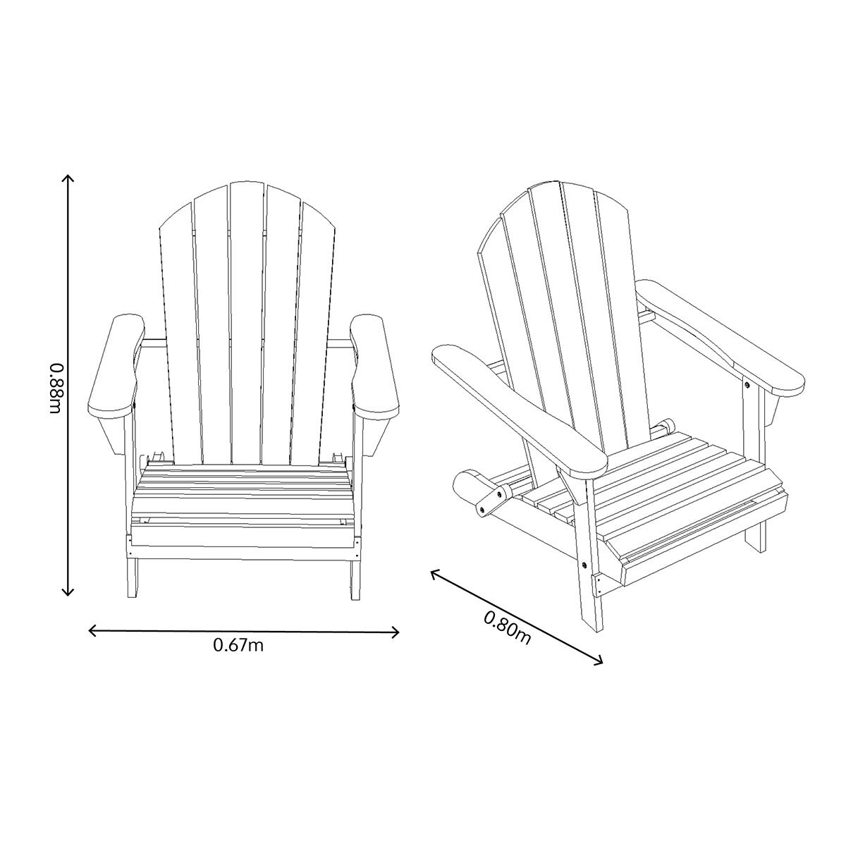 Zest Jasmine Folding Acacia Wood Adirondack Chair in Light Grey - Set of 2