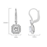 2.00ctw Princess & Round Brilliant Cut Diamond Halo Earring, 18ct White Gold