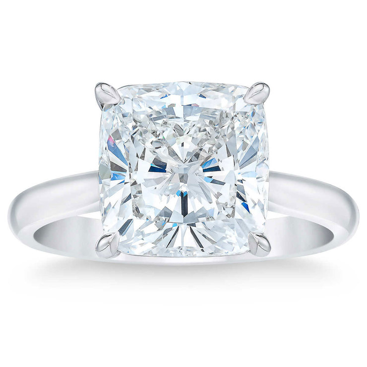 5.01ct Cushion Cut Diamond Solitaire Ring, Platinum | Costco UK