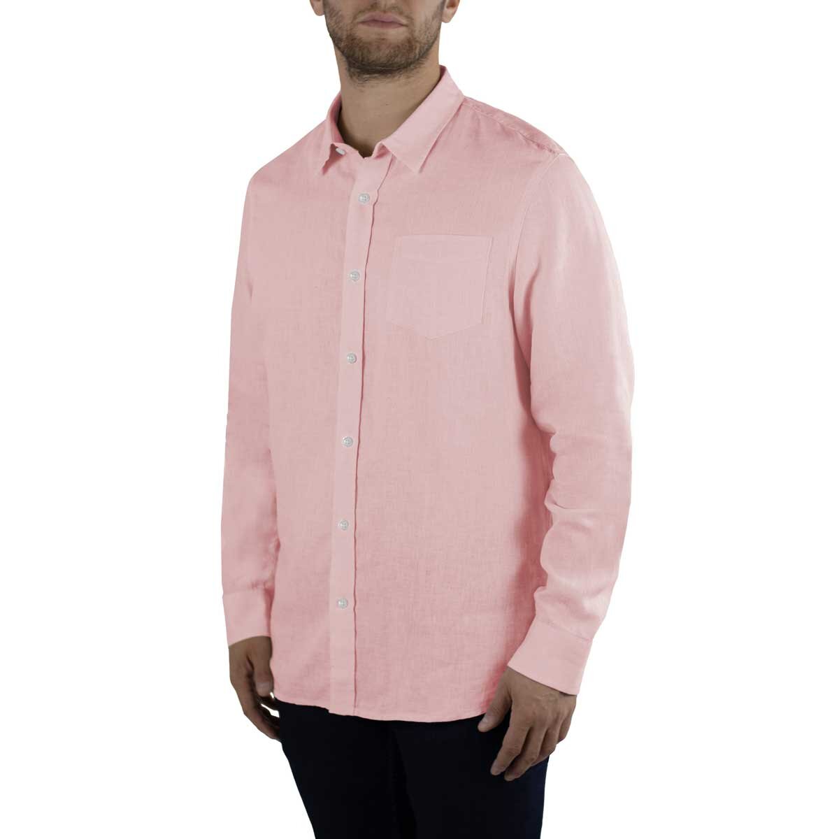Jachs Men's Linen Long Sleeve Shirt in Pink