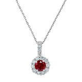 Ruby and Diamond 14kt White Gold Pendant