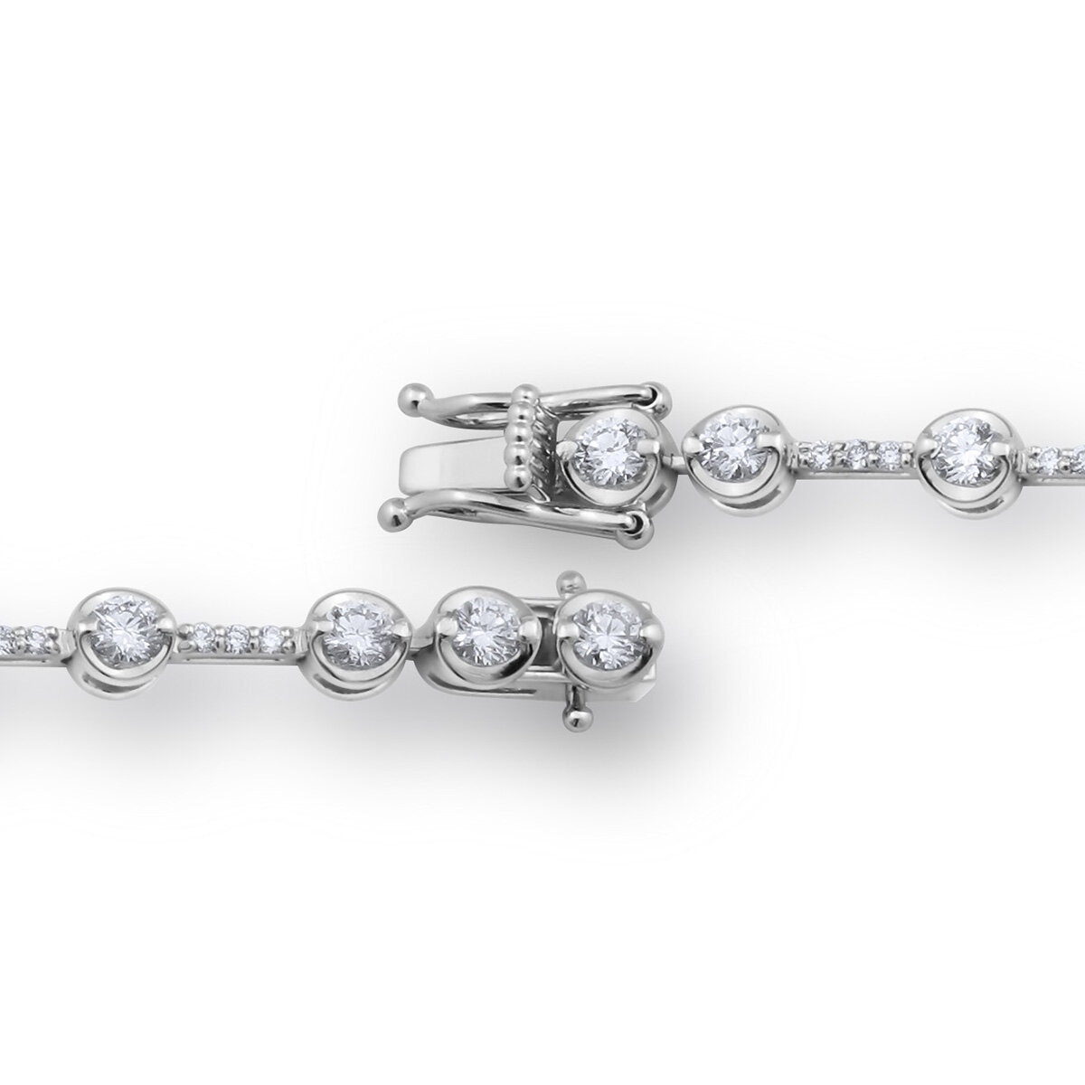 2.40ctw Round Brilliant Cut Diamond Bracelet, 18ct White Gold