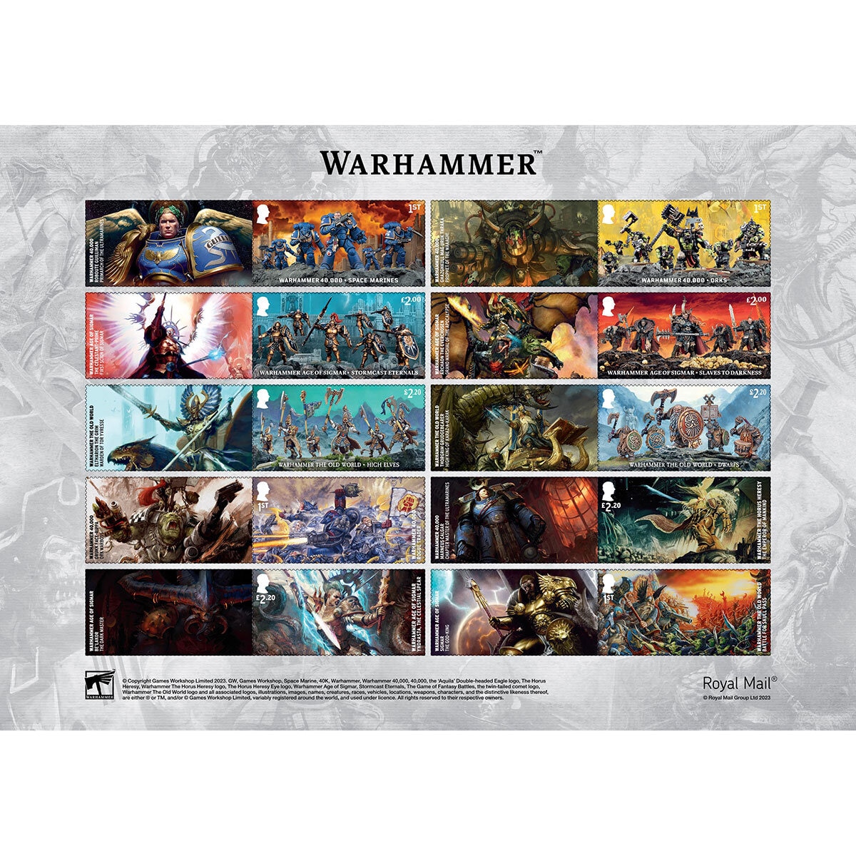 Official Warhammer Framed Stamps Collectors sheet by Royal Mail. Ready to hang gift.