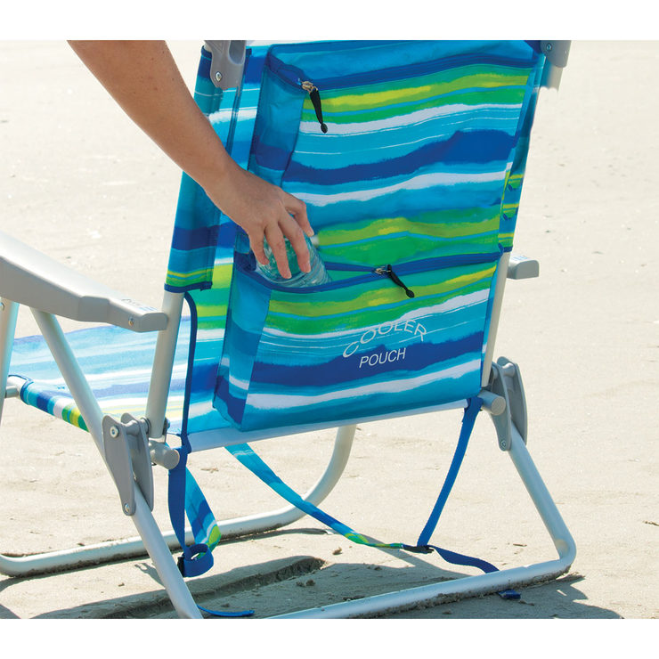 Kirkland Signature Backpack Beach Chair in Blue and Green | Costco UK