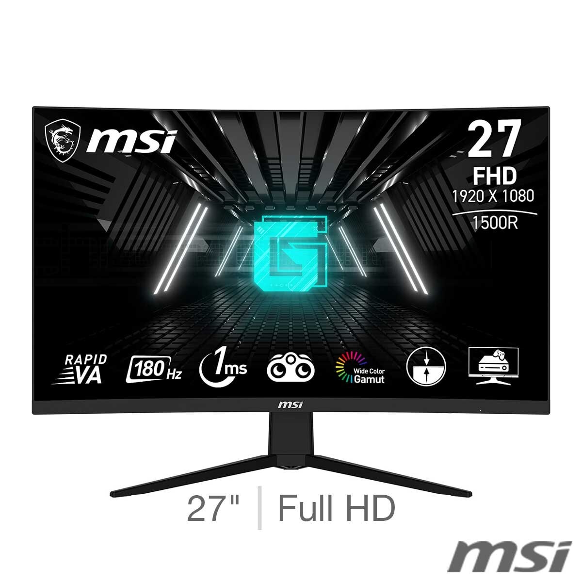 MSI MAG G27C4E3 27 inch Full HD 180Hz VA Curved Gaming Monitor, 9S6-3CA91T-213