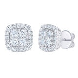 1.50ctw Round Brilliant Cut Diamond Cluster Earrings, 14ct White Gold