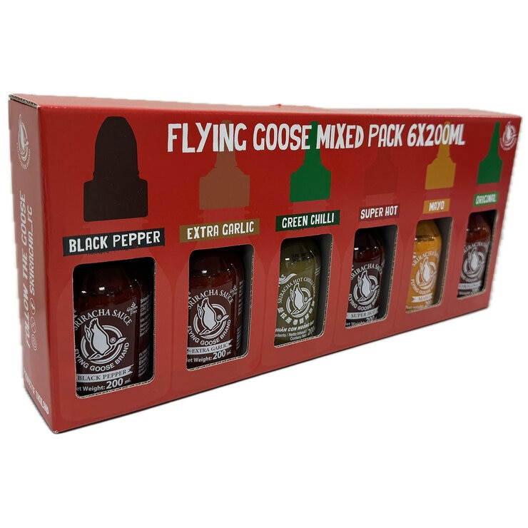 Flying Goose Sriracha Chilli Sauce Selection Pack, 6 x 200ml Flying Goose Sriracha Chilli Sauce Selection Pack, 6 x 200ml