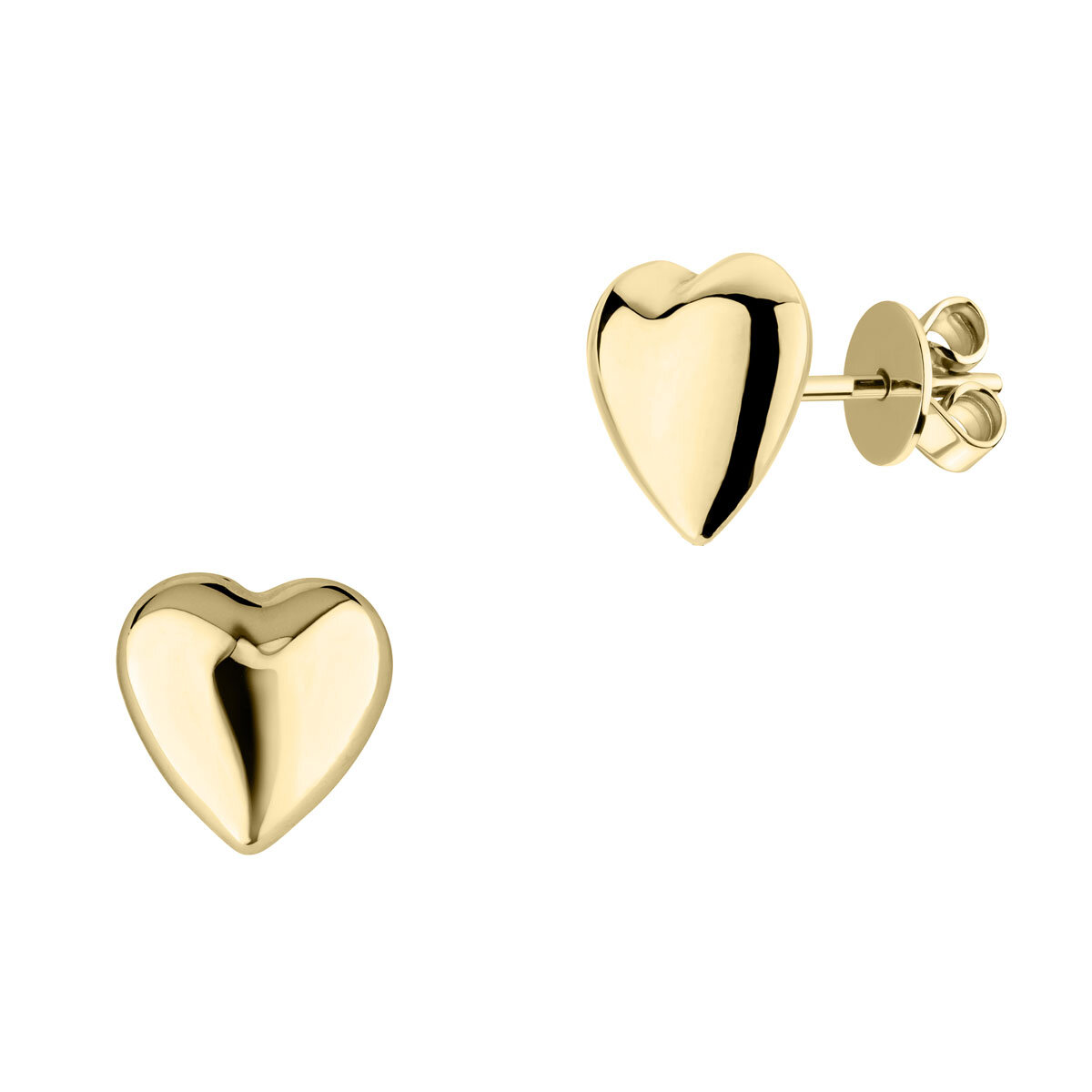 14ct Yellow Gold Heart Stud Earrings