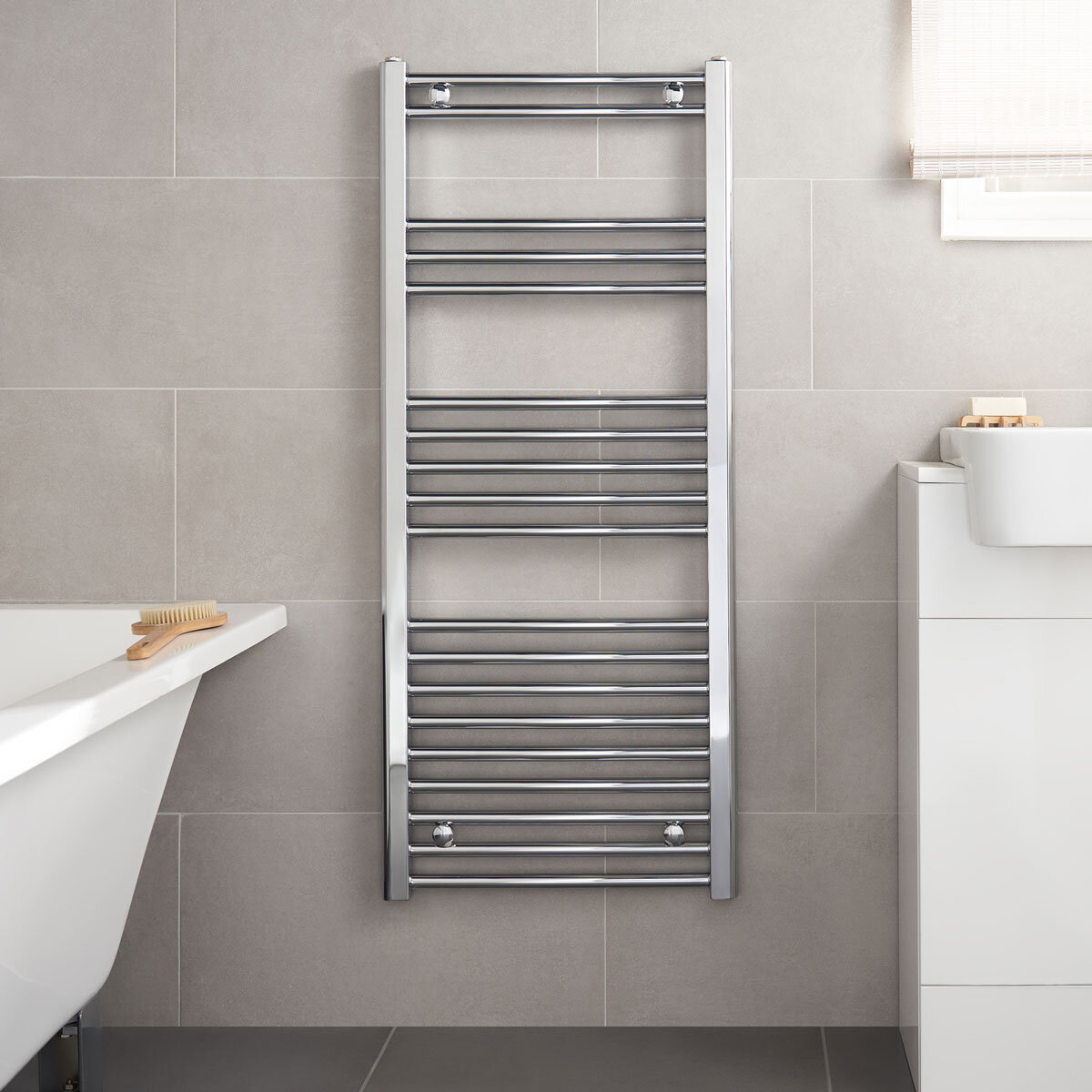 Pitacs Heating Chrome Heated Towel Rail -1175mm H x 500mm W x30mm D at costco.co.uk