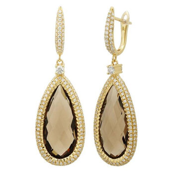 Smokey Quartz & 1.66ctw Diamond Earrings, 18ct Yellow Gold