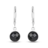 Round Cut Black Onyx Earrings, 14ct White Gold