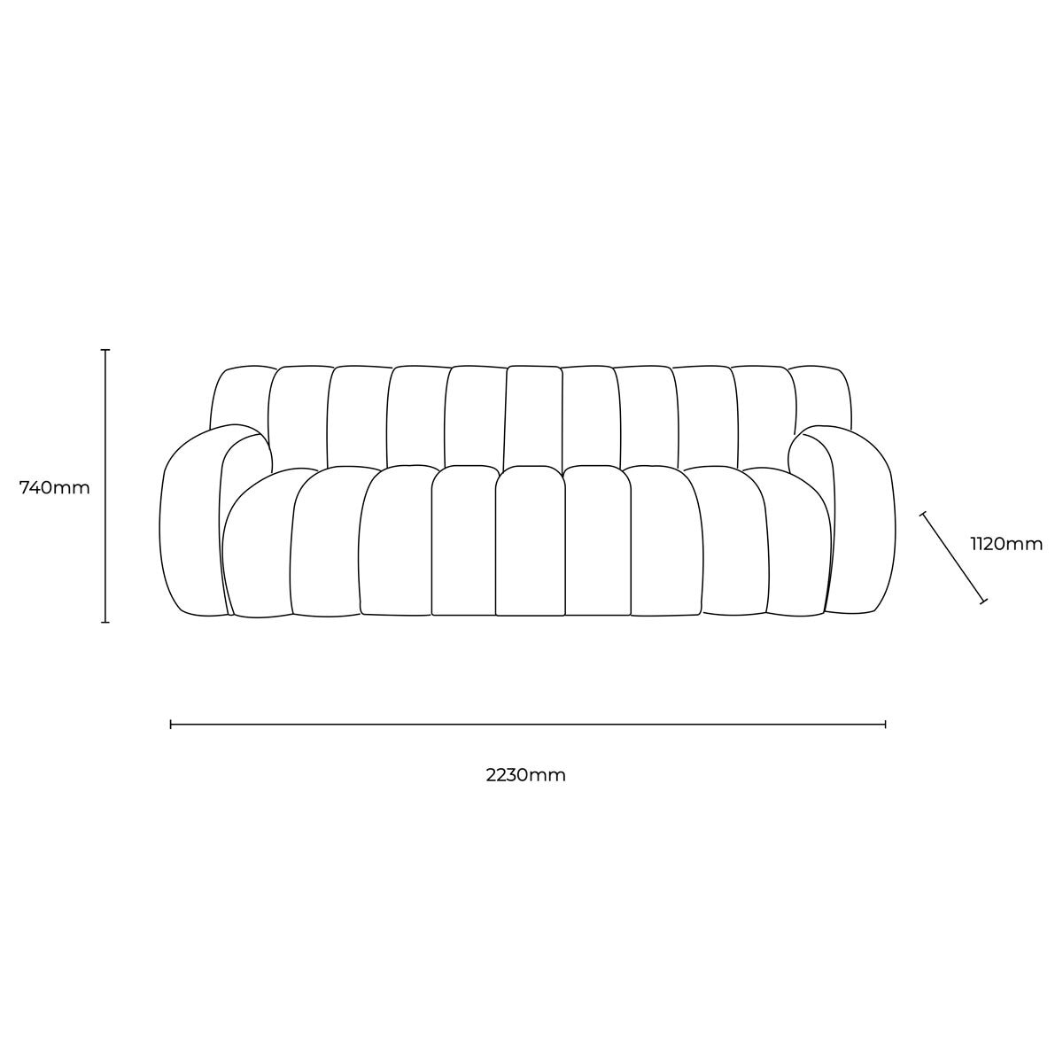 Gallery Coste Blue Fabric 3 Seater Sofa