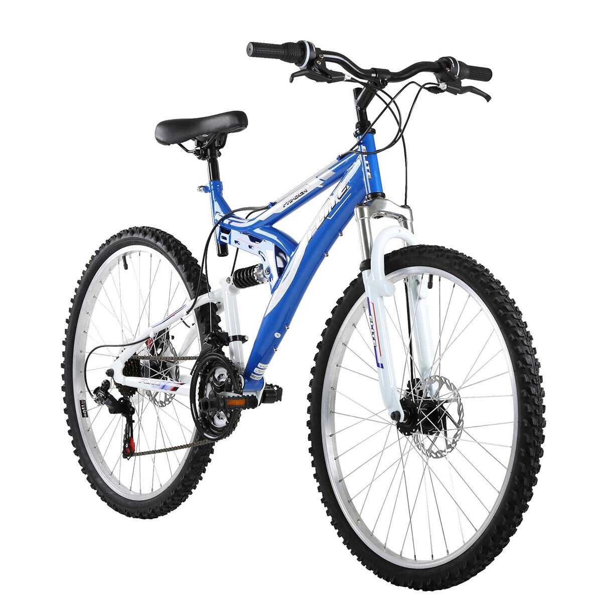 blue and white mountain bike