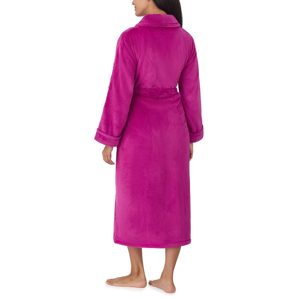 DKNY Shawl Collar Long Plush Robe in Magenta