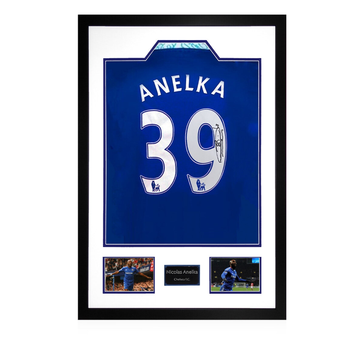 Nicholas Anelka Chelsea Signed Home Framed Shirt, including 2 Photos