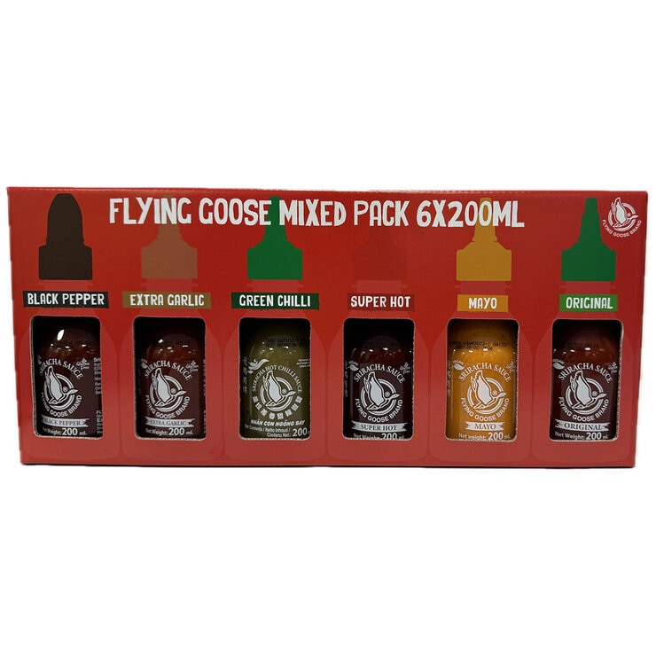 Flying Goose Sriracha Chilli Sauce Selection Pack, 6 x 200ml Flying Goose Sriracha Chilli Sauce Selection Pack, 6 x 200ml