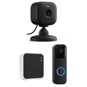 Blink Video Doorbell & Sync Module in Black + Blink Mini 2 Cam in Black