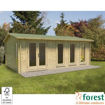 Forest Garden Haresfield 58mm Log Cabin 19ft 8" x 13ft 1" (6 x 4m) 