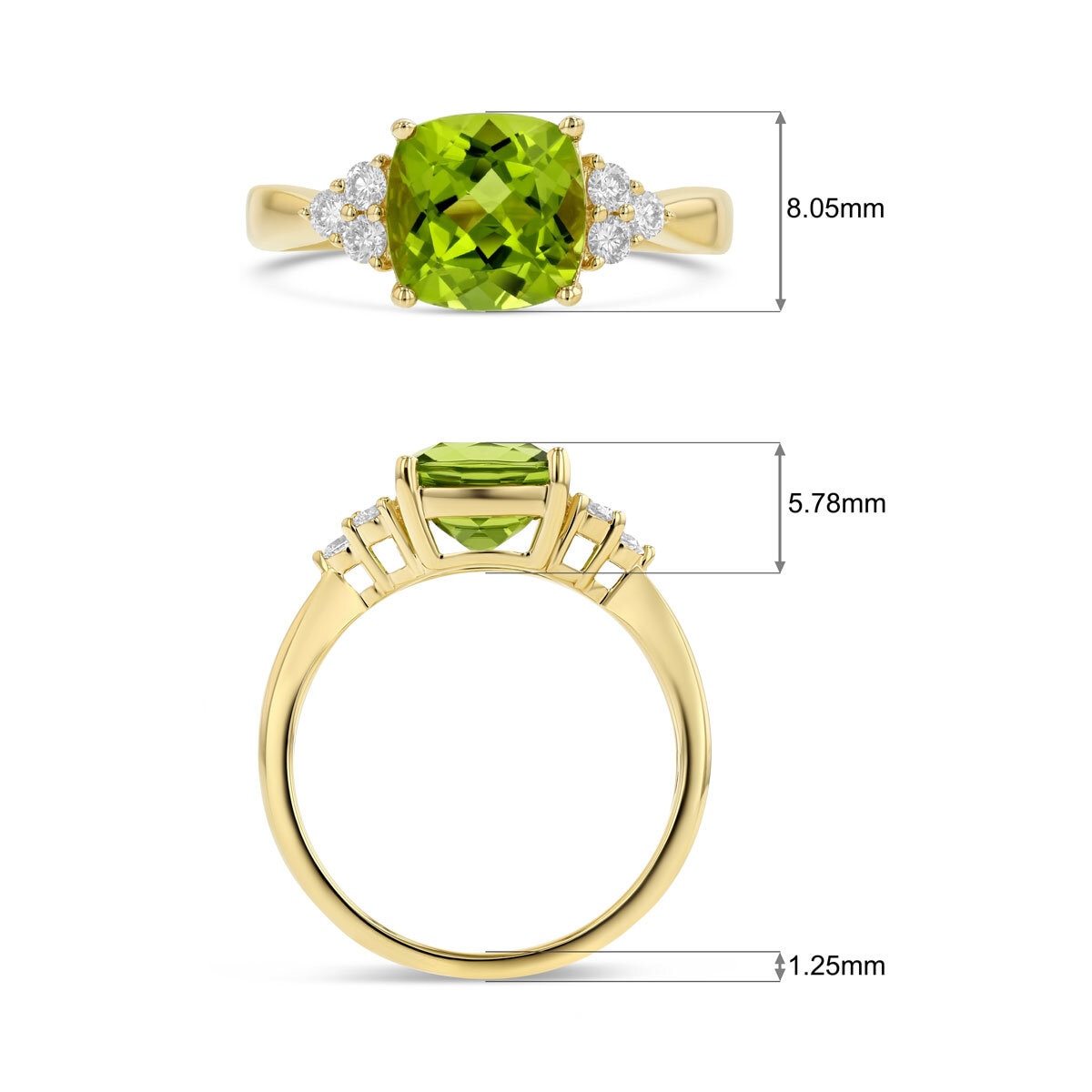 Peridot and Diamond 14ct Yellow Gold Ring