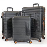 Superdry 3 Piece Hardside Luggage Set in Black/Orange