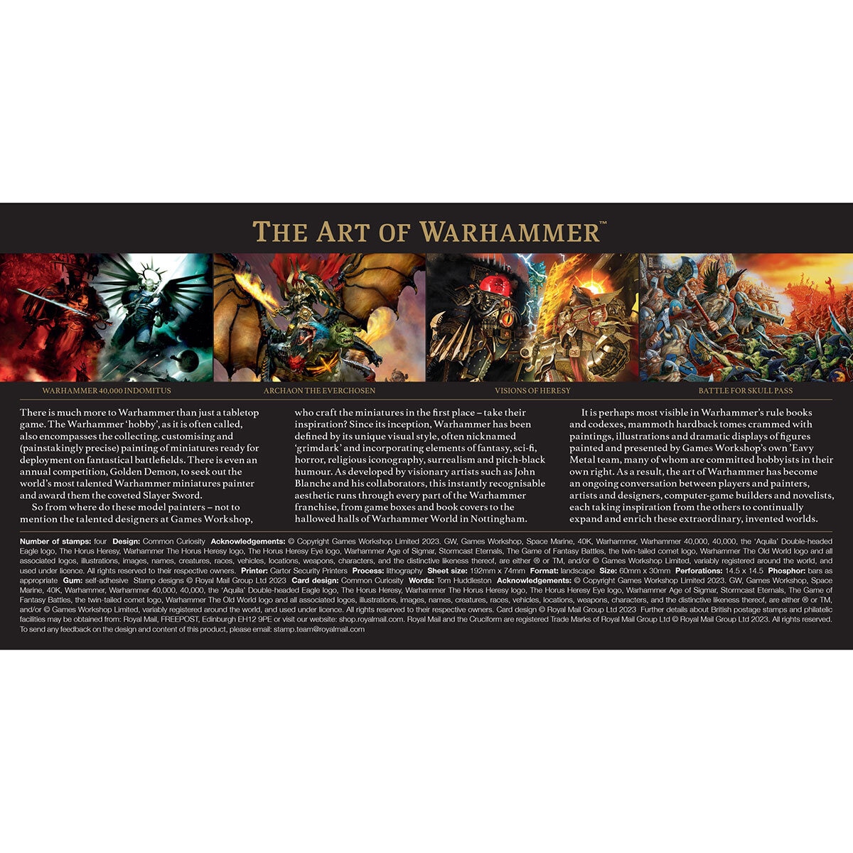 Official Warhammer Stamps Presentation Pack by Royal Mail.