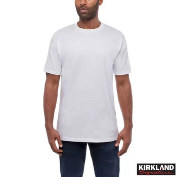 Kirkland Signature Men's Cotton Crewneck White T-Shirt, 6 Pack