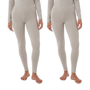 32 Degrees Heat Fleece Lined Legging Base Layer 2 Pack in Beige & 4 Sizes