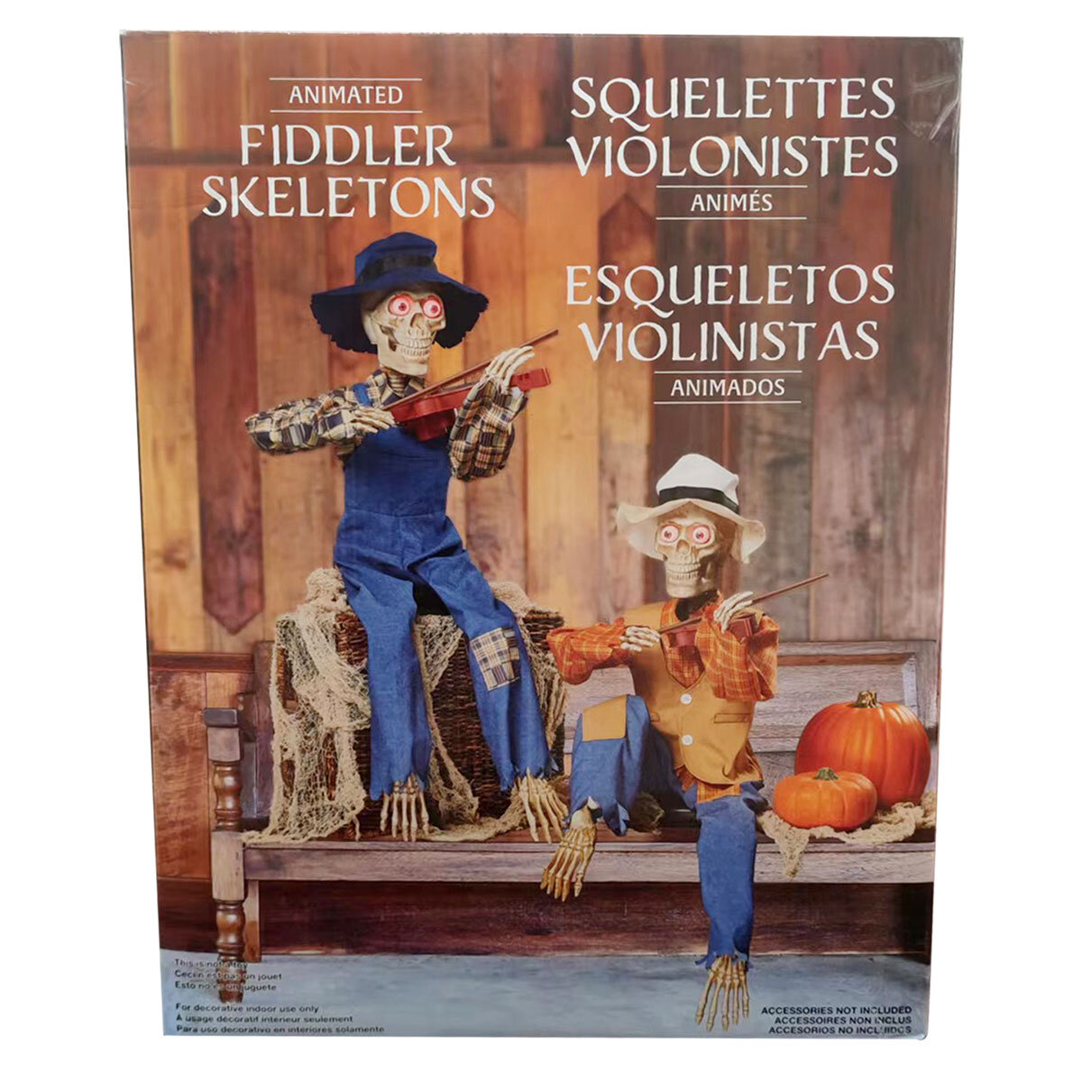 Halloween 3ft (1m) Pair of Animated Fiddler Skeletons with Lights & Sounds