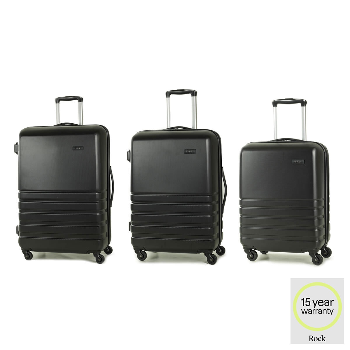 Rock Byron 3 Piece Hardside Luggage Set in Black Costco UK