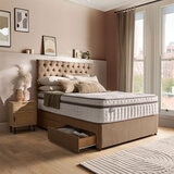 Silentnight 4 Drawer Divan Base with Eden Headboard in Wheat in 3 Sizes Silentnight 4 Drawer Divan Base with Eden Headboard in Wheat in 3 Sizes