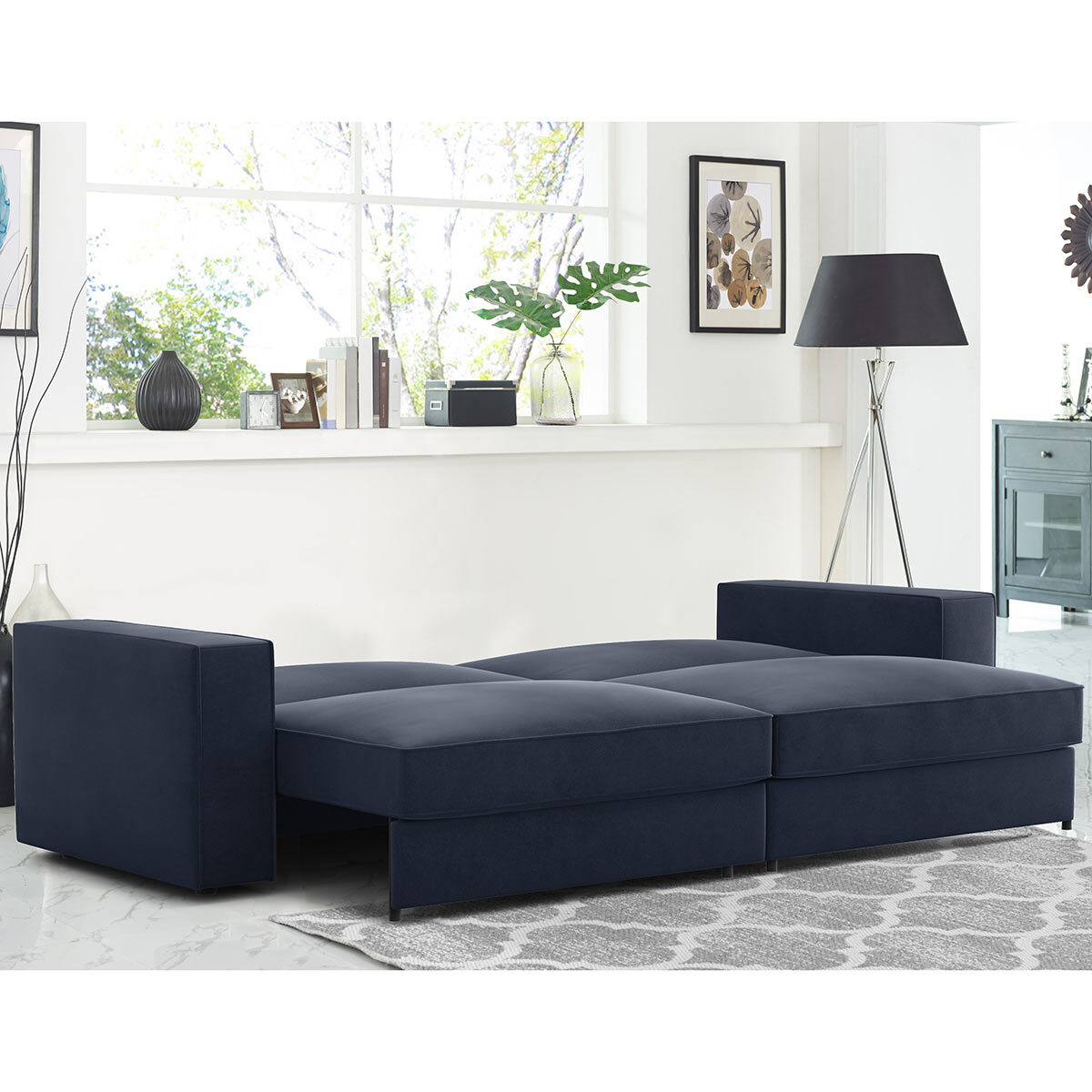 Coddle Infinity Navy Velvet Convertible Sofa Bed