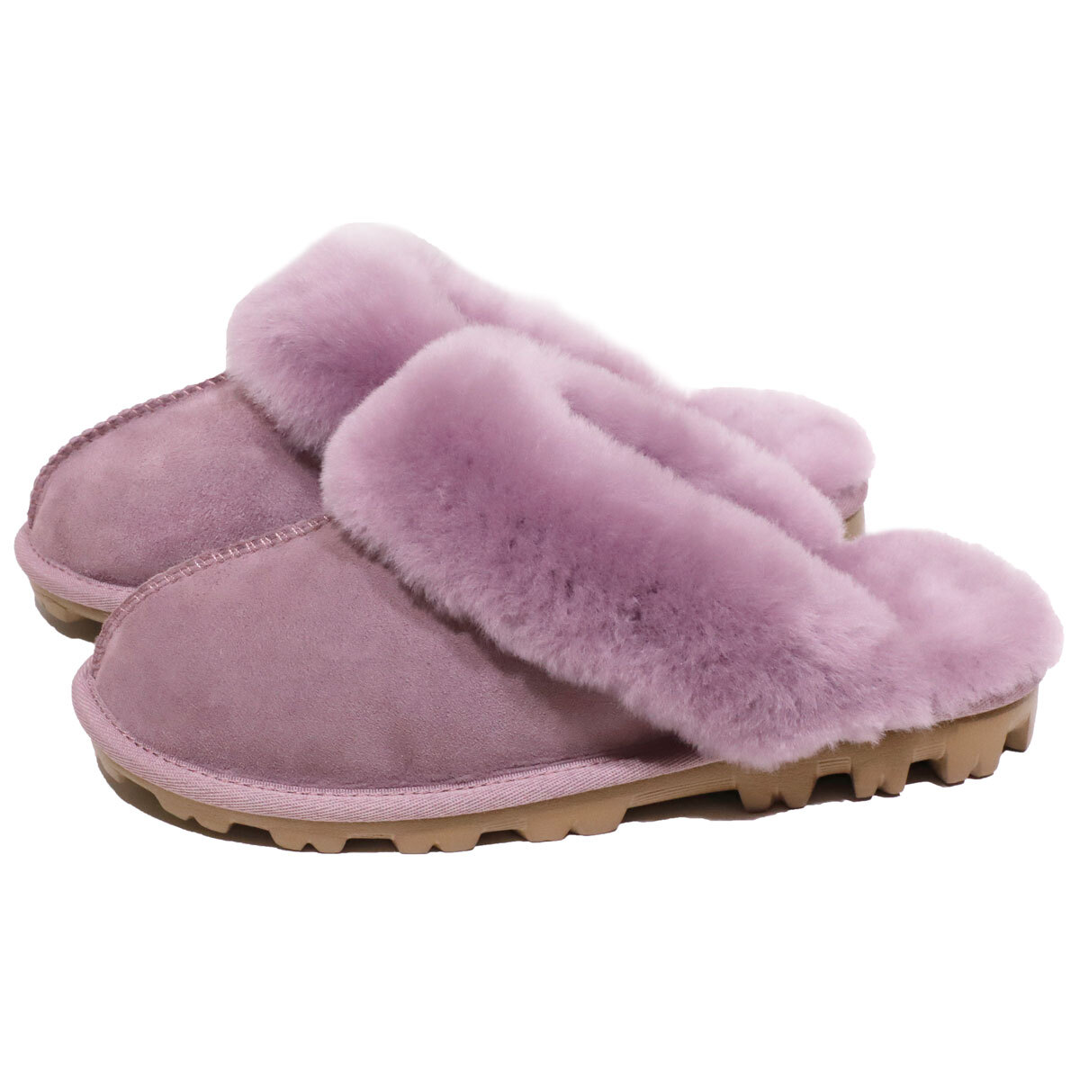 Shearling Slippers in Mauve, Size 