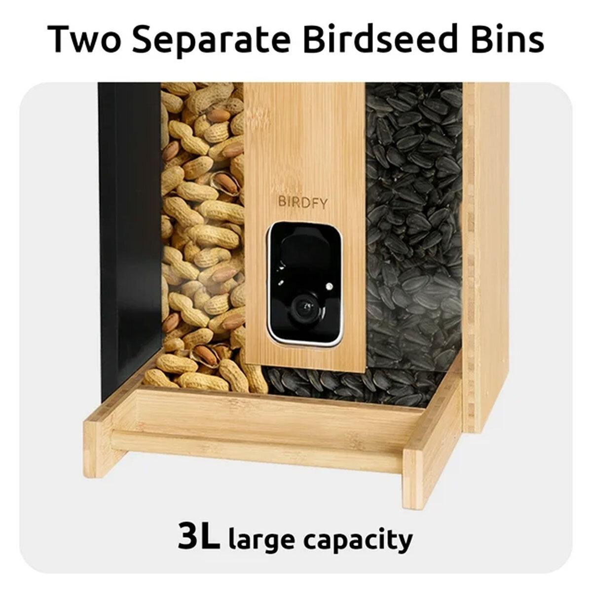 Birdfy Bamboo Bird Feeder with Camera & Solar Panel