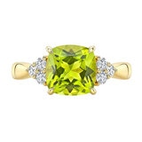 Peridot and Diamond 14ct Yellow Gold Ring