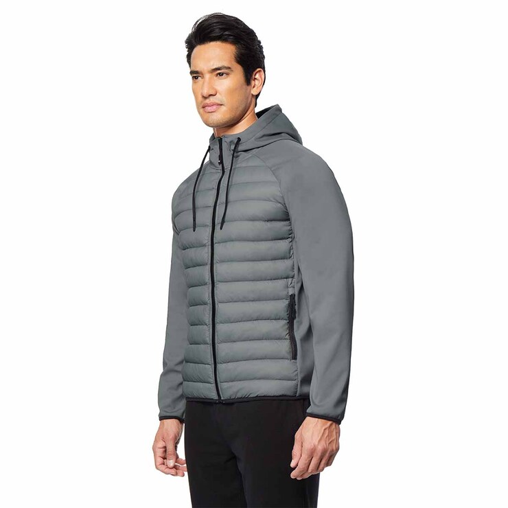 32 Degrees Men's Mixed Media Hooded Jacket in Grey | Costco UK