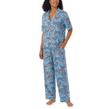 Room Service Notch Collar 2 Piece PJ Set in Blue