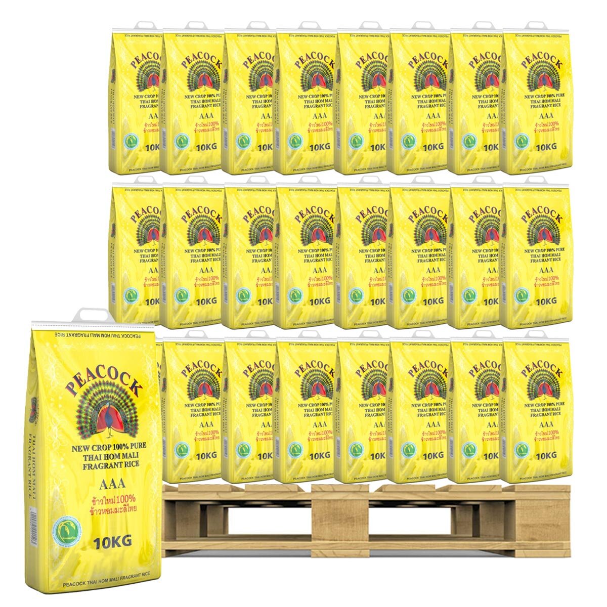 Peacock Thai Hom Mali Fragrant Rice, 10kg x 90 Units (PALLET DEAL)