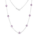 Round Cut Amethyst Neclace, 14ct White Gold