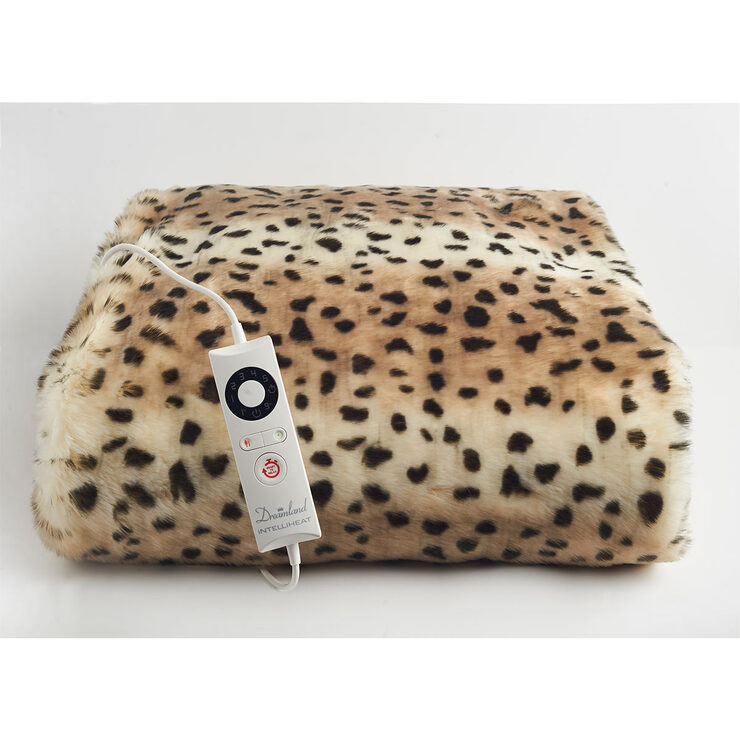 Dreamland Relaxwell Deluxe Faux Fur Heated Throw, Snow Leopard Costco UK