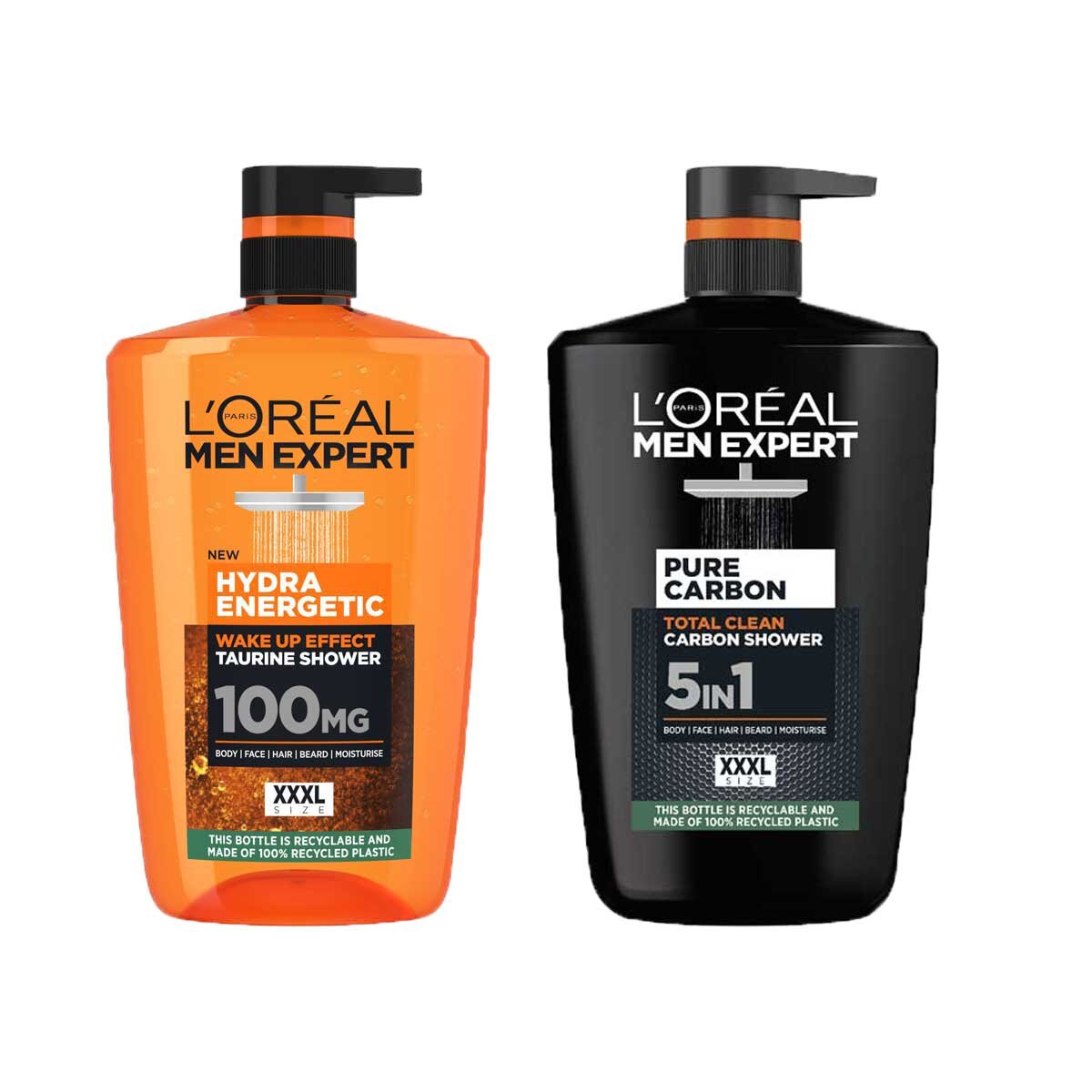 Loreal Men Expert Carbon / Hydra  Energetic Shower Gel, 2 x 1L