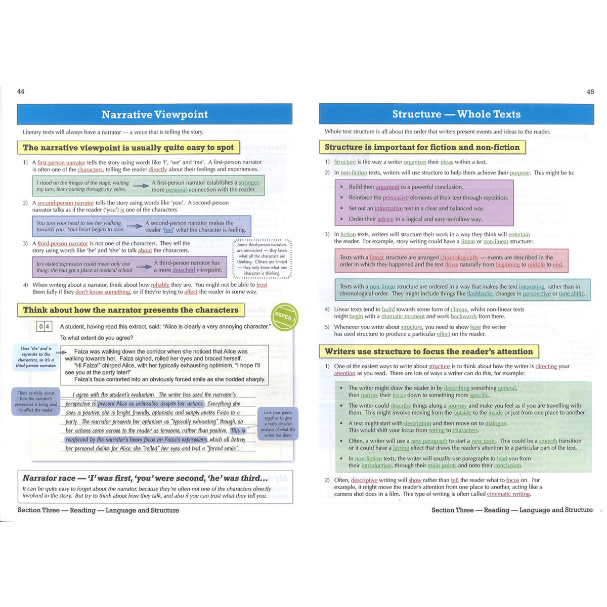 Page Spread of CGP GCSE AQA English Language textbook