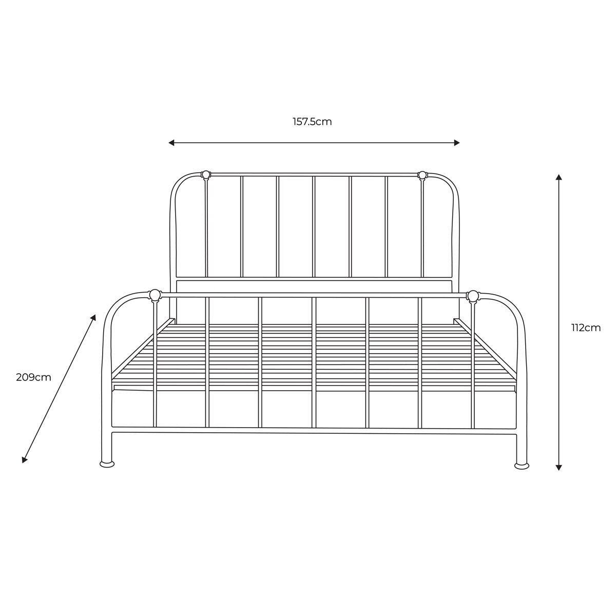 Gallery Loughton Cream Metal Bed Frame, King