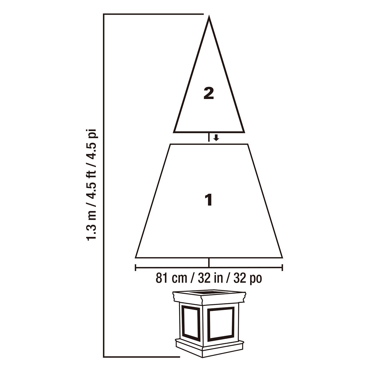 Buy 4.5ft Pre-lit Glitter Flocked Potted Tree Dimension image at costco.co.uk