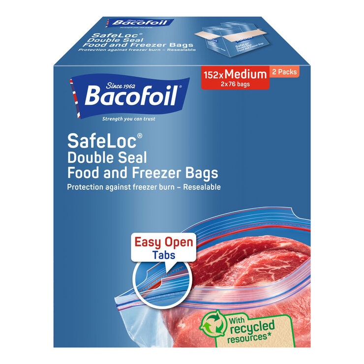 Bacofoil Safeloc Food and Freezer Bags, Medium, 152 Pack Bacofoil Safeloc Food and Freezer Bags, Medium, 152 Pack