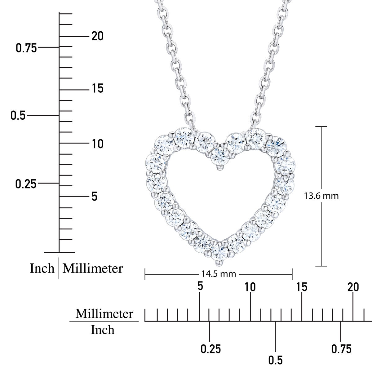 0.50ctw Round Brilliant Cut Diamond Heart Pendant, 14ct White Gold