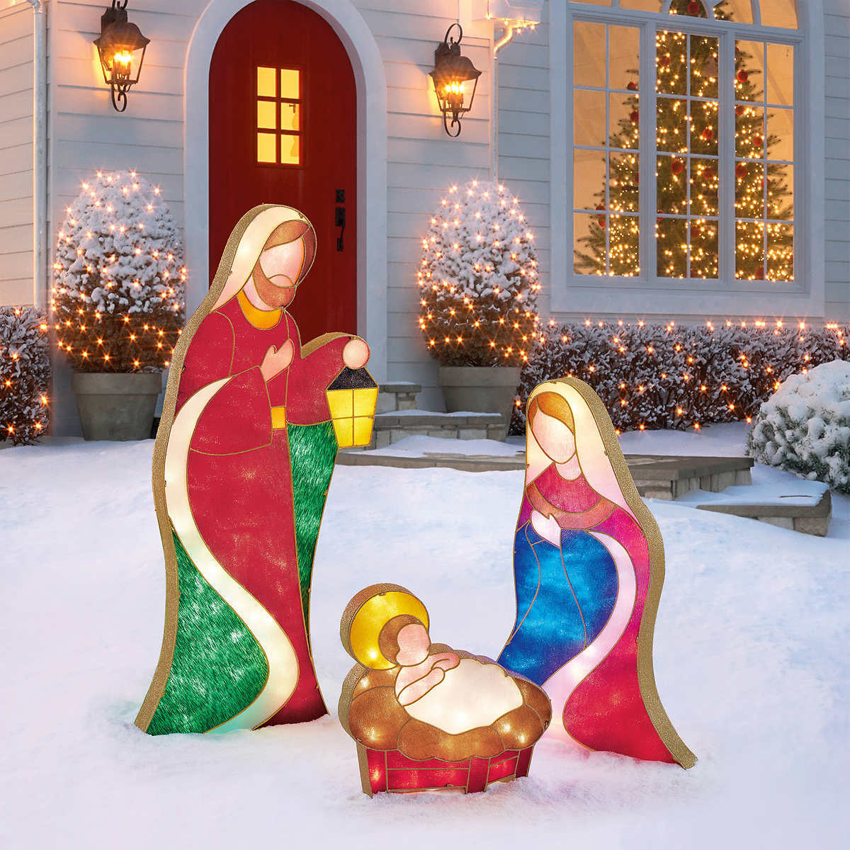 4ft 8 Inches (1.42 m) Christmas Indoor / Outdoor Nativity Scene With ...