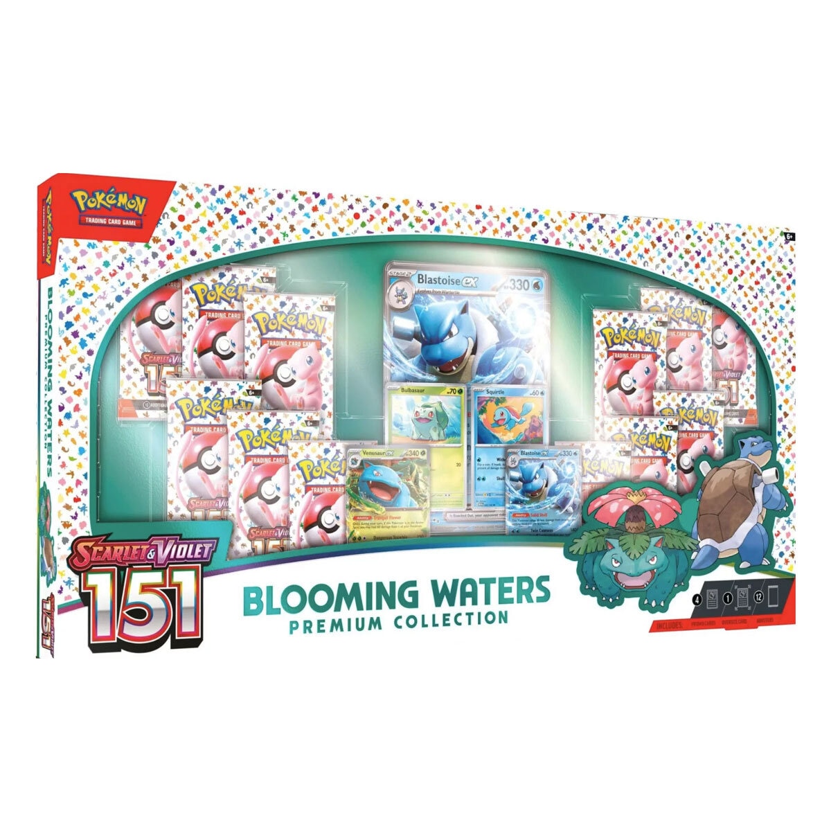 Pokemon Blooming Waters Premium Collection - Scarlett & Violet 151 Tins (6+ Years)