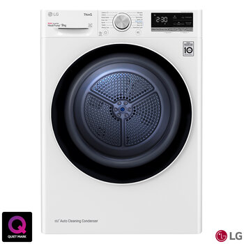 LG FDV709W, 9kg Heat Pump Tumble Dryer, A++ Rated in White