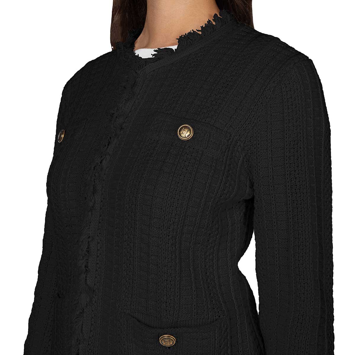 Wellworn Ladies Fringe Cardigan in Black