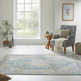 Elegant Heirloom Blue & Ivory Patterned Rug in 2 Sizes 